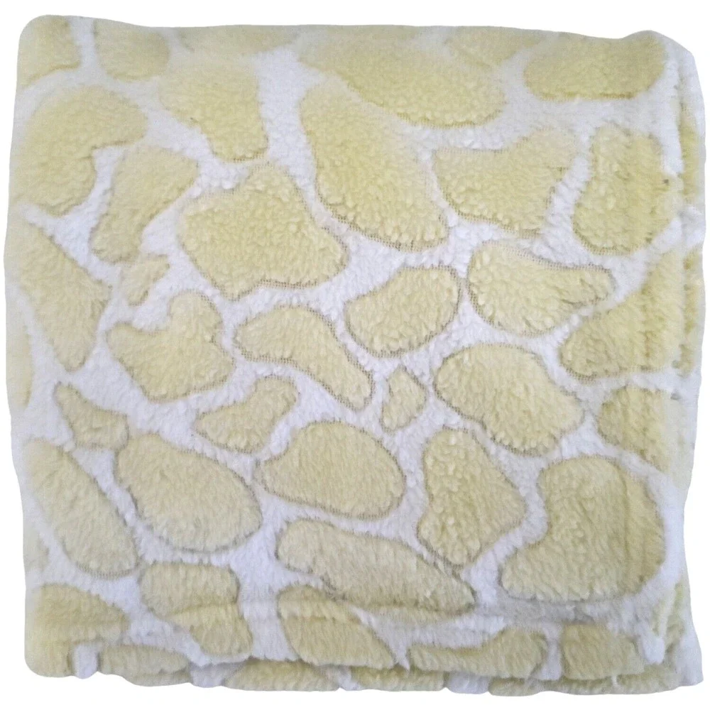 Nuby Yellow White Giraffe Print Baby Blanket Security Lovey Unisex Soft htf‎